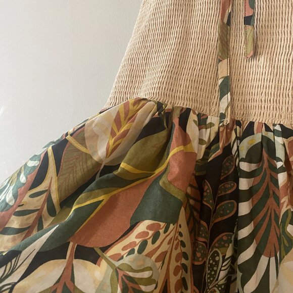 Handmade Children's Cream Multicolour Pattern Tie Spaghetti Strap Dress - Picture 9 of 13